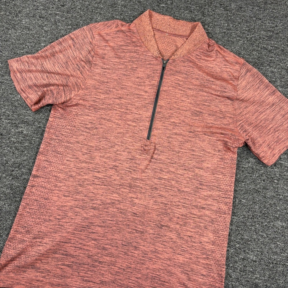 Lululemon Metal Vent Tech Half Zip Shirt Mens Medium Orange Heathered Training